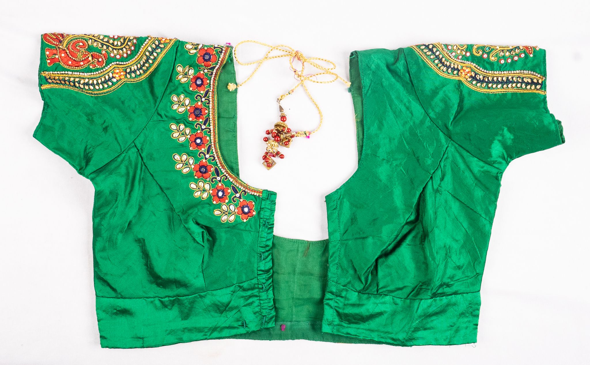  Green Embroidered Cotton Blouse