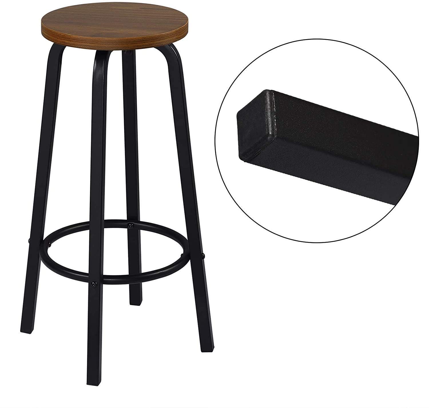 Aaradhya Creations - Breakfast Kitchen Counter Bar Stool 1 PCS MDF Seat Bar Chairs Metal Legs Barstools Dark Beech High Stools/Bar Stool - Made in India!