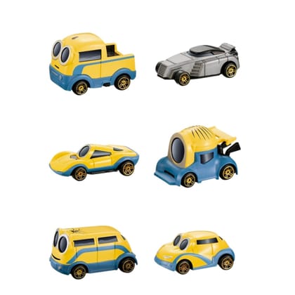 KTRS Enterprise Alloy Minions 6pcs Vehicle Set-Assortment Cartoon Alloy Car Double Blister (Multi, Pack of: 6)