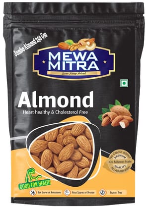 Premium California Jumbo Almonds by Mewa Mitra Natural Raw Badam Rich in Fiber and Protein Nutritious and Delicious Crunchy Badam Giri - (250 Gram Pack of 1)