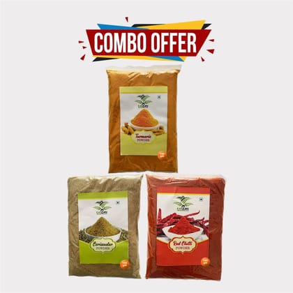 Combo Pack of Red Chilli, Coriander and Turmeric Powder