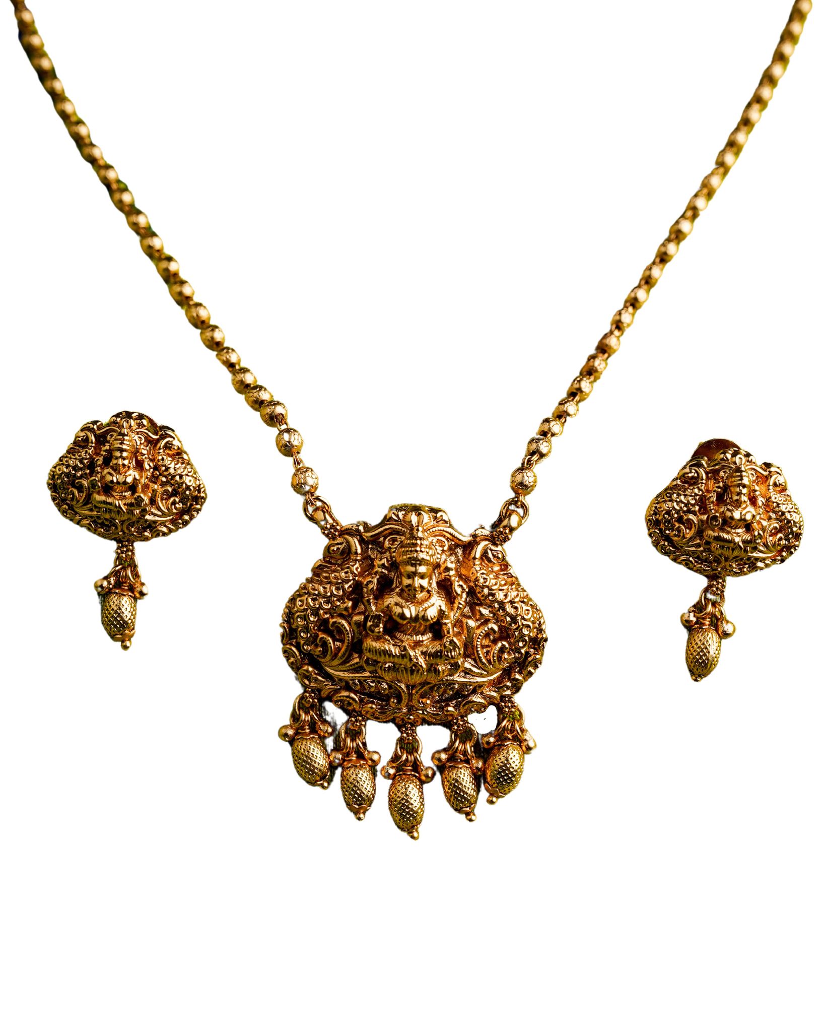  "Goddess Lakshmi Antique Gold Necklace Set"