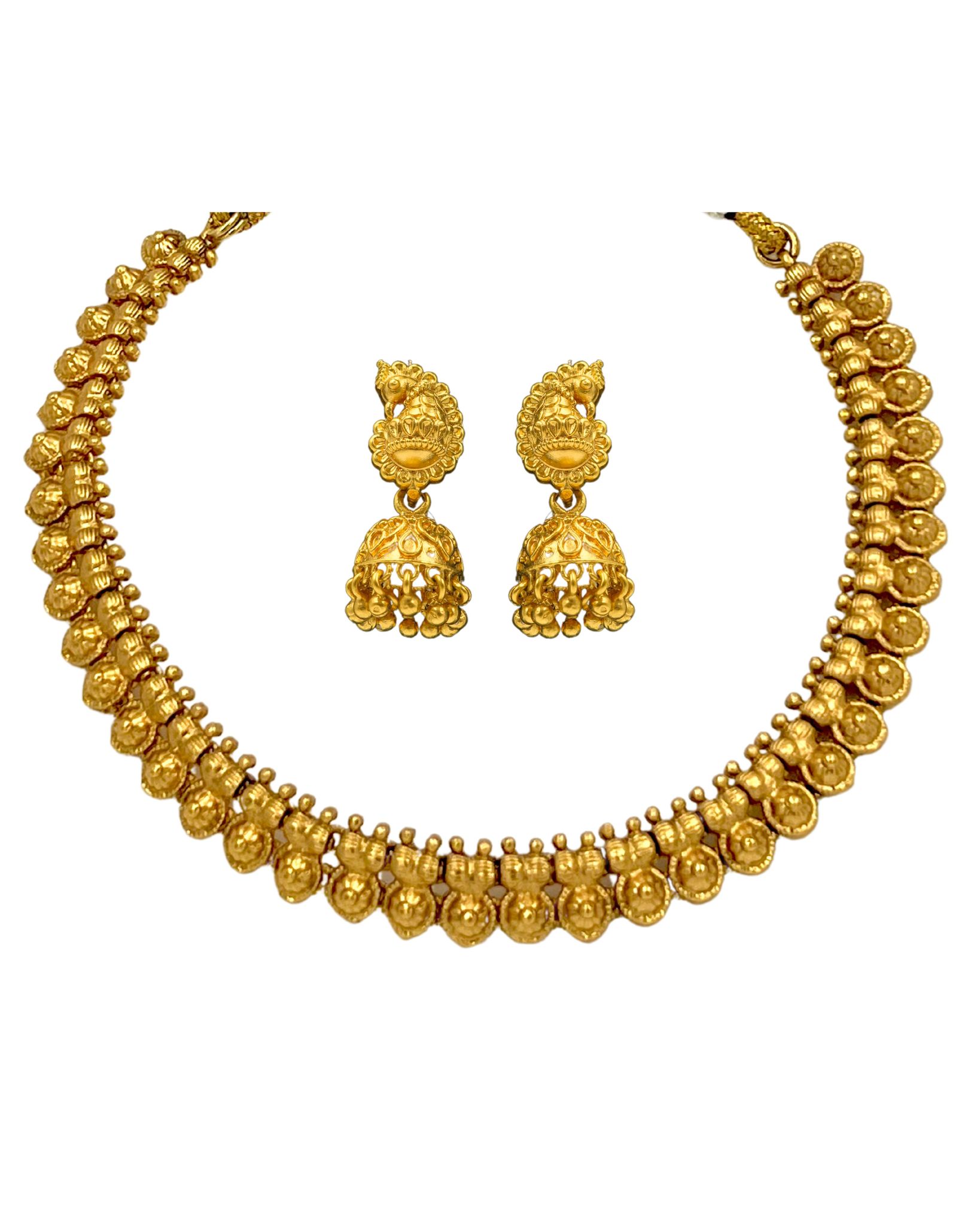  "Stunning Antique Gold Plated Traditional Indian Necklace Set with Earrings for Women"