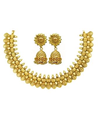  "Stunning Antique Gold Plated Traditional Indian Necklace Set with Earrings for Women"