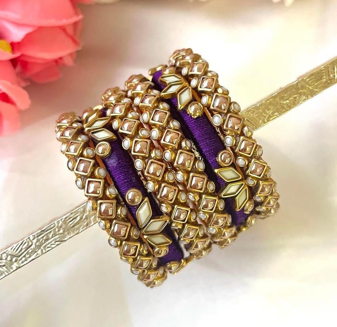 thread kundan bangles