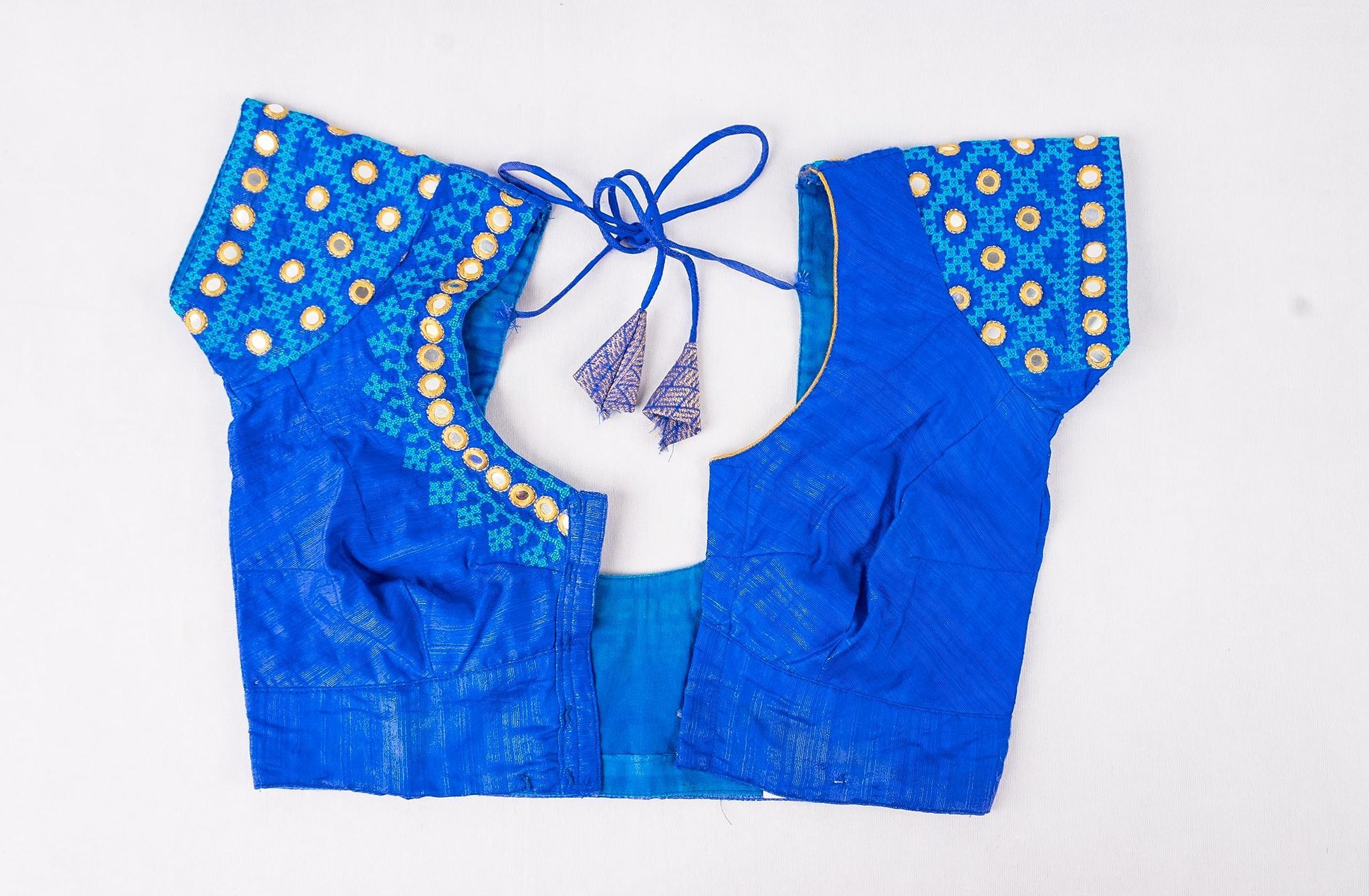  Women's Blue Embroidered Mirror Work Blouse