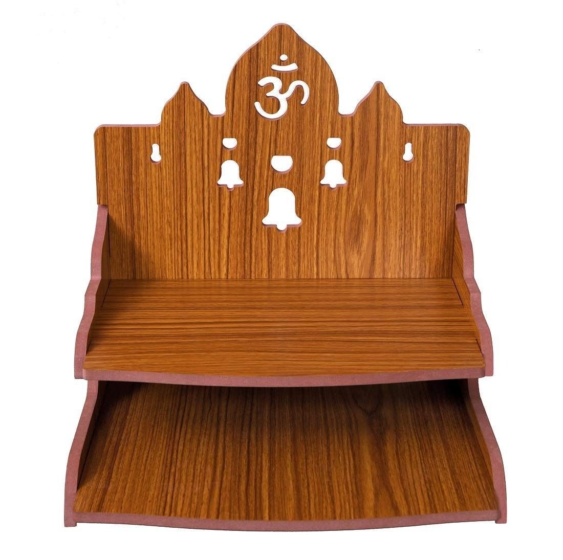 maa Kripa art and craft - Beautiful  Wooden Temple,Home Temple, Pooja Mandir, Wall Hanging and Table Top Home Mandir Temple, Home Decor Beautiful Wooden Temple with Om & Bell Design, (28*26*28 cm) Engineered Wood Home Temple  (Height: 29,