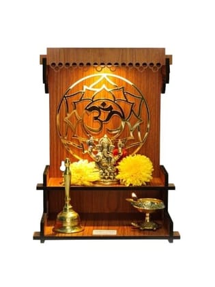 Maa Kripa Art And Craft - Wooden Pooja Mandir for Home | Wall Mounted Wooden God Temple with LED | Solid Wood Home Temple  (Height: 27, DIY(Do-It-Yourself))