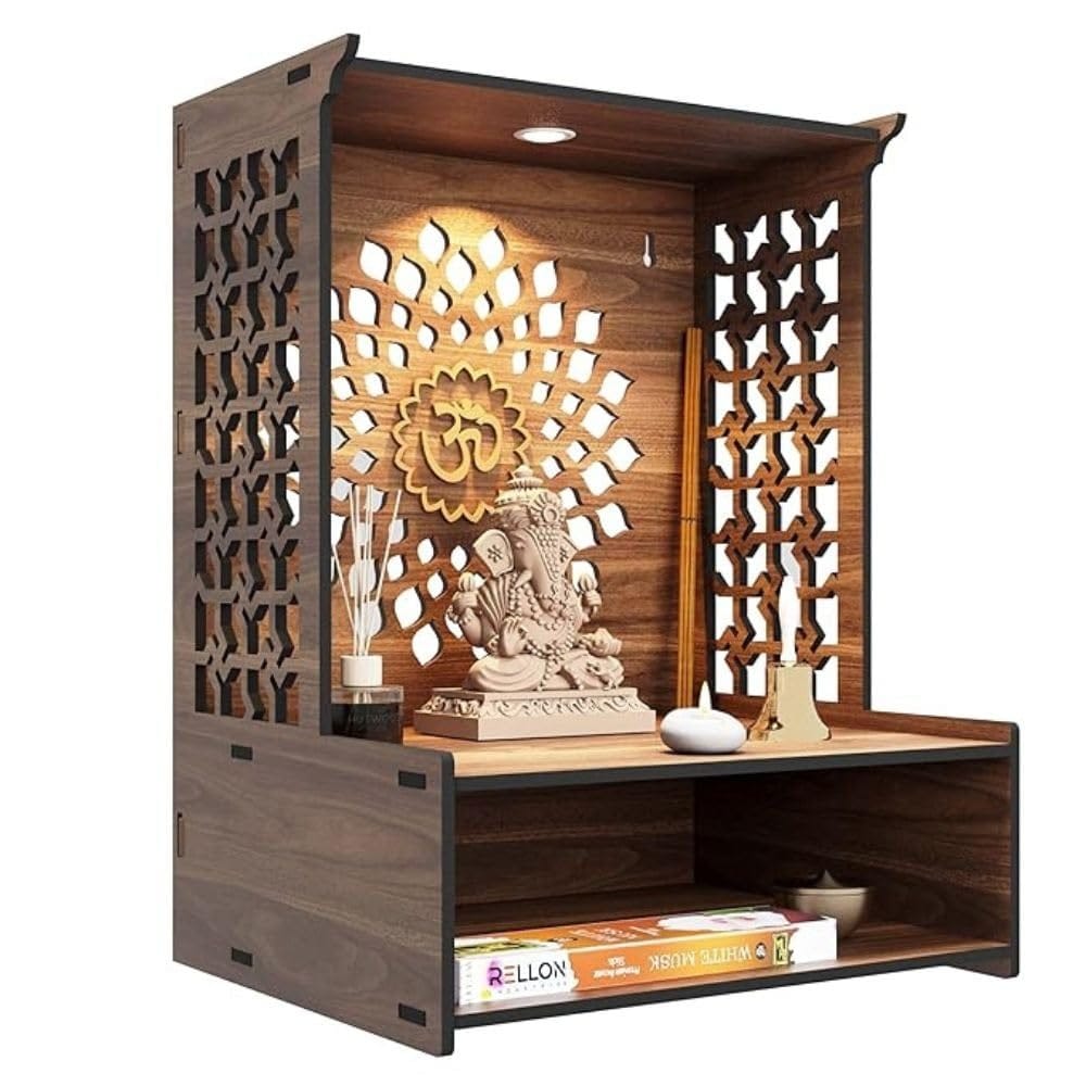 Mahaveer Art and Crafts -  Temple for Home, Mandir for Home for Pooja Mandir for Home Beautiful Wooden Temple for Home Pooja Stand for Home and Office with LED Spot Light mandir