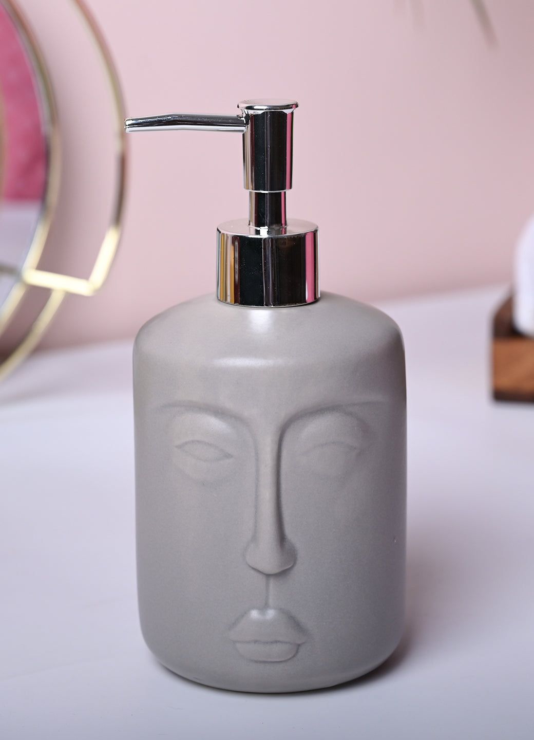 Grey Matte Face Soap Dispenser - Cylindrical Shape