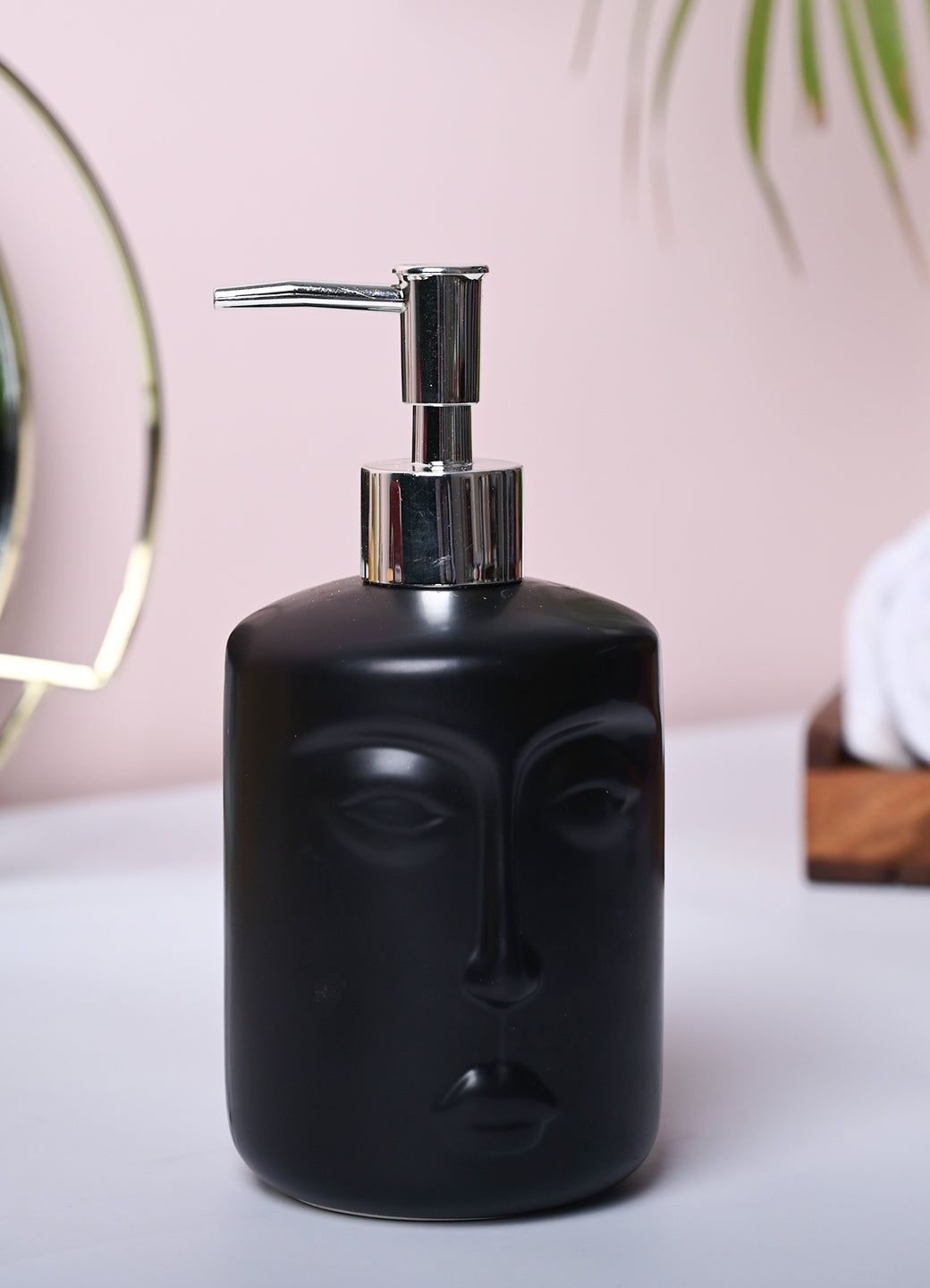 Black Matte Face Soap Dispenser - Cylindrical Shape