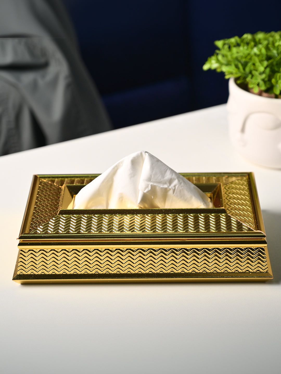 Golden Elegance Tissue Box - Rectangle Shape