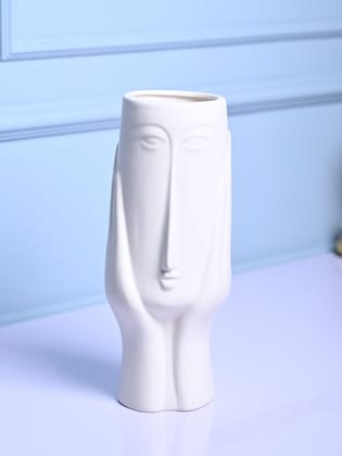 White Glossy Ceramic Vase - Artistic Elegance