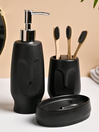 VON CASA 3Pcs Black Ceramic Bathroom Set