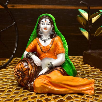 Tabassum Bandnani Handicrafts -  India Handcrafted Polyresine Rajasthani Lady in Resting Posture for Home Decor