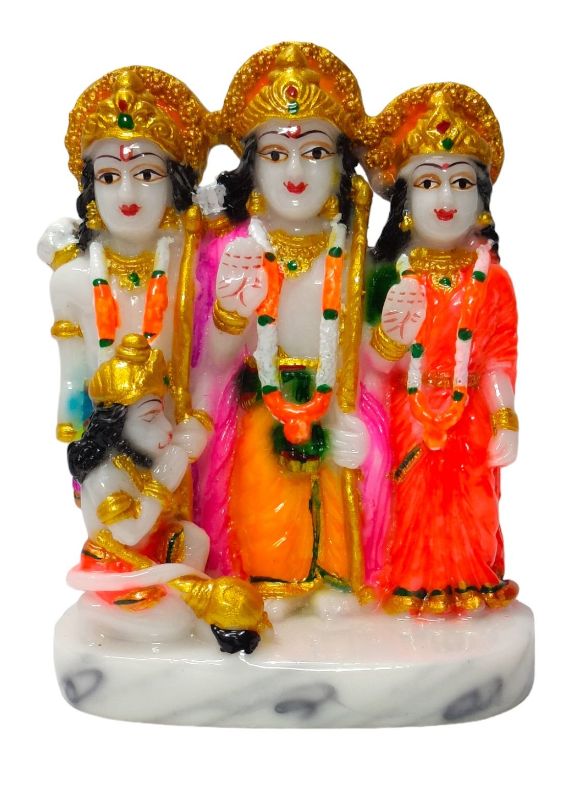 Dev Bhakti Ram Darbar Statue In Marble Ram Darbar Maryada Pursotam, Ram, Seeta, Lakshman Decorative Showpiece - 11 cm  (Marble, Multicolor)