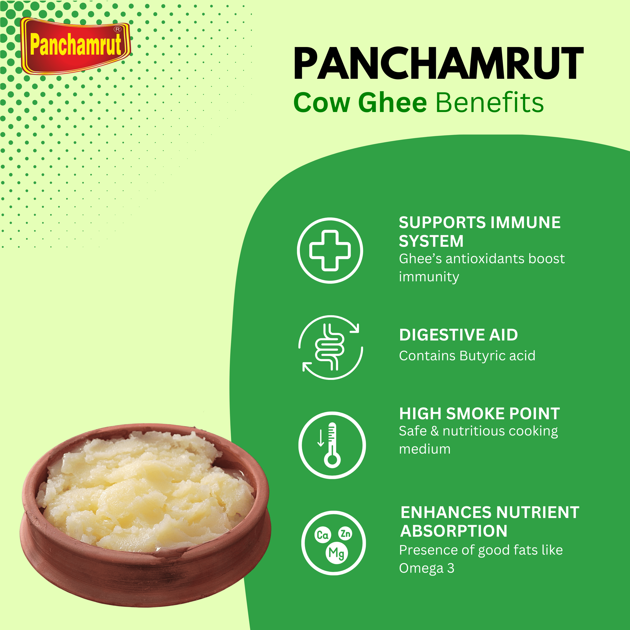 Panchamrut 1 Litre Desi Buffalo Ghee| Buffalo Desi Ghee | Pure Ghee  (Pack  of  2)