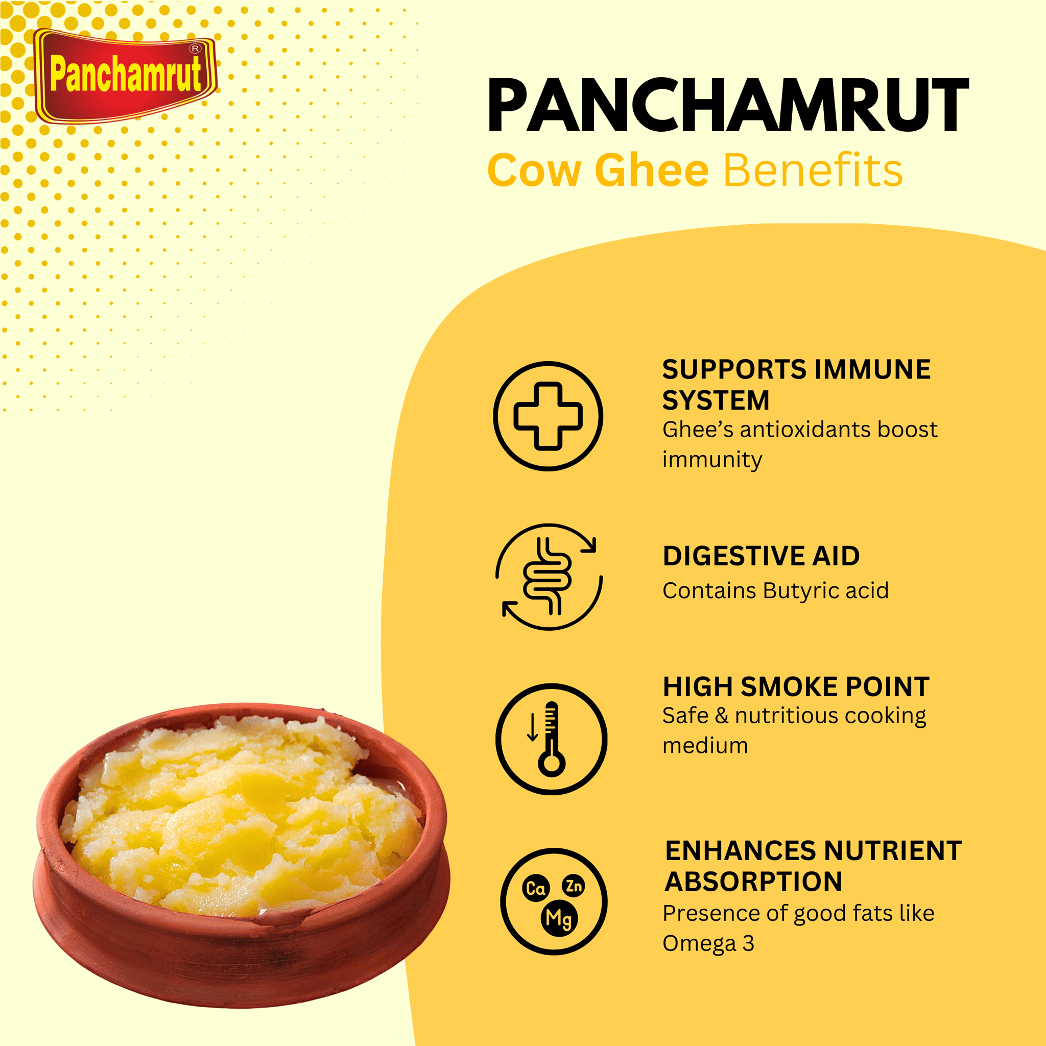 Panchamrut 1 Litre Desi Cow Ghee| Cow Desi Ghee| Pure Ghee  (Pack  of  2)