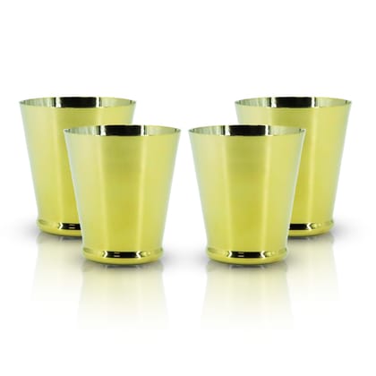 Dr. WaterR Stainless Steel RoyaleSwag Gold PVD Glass Set of 4pcs Ideal For Water, Juice, Hot&Cold Drinks, Cocktail, Milkshake, Smoothie, Home, Party, Restaurant, Gifting, Special Occasion