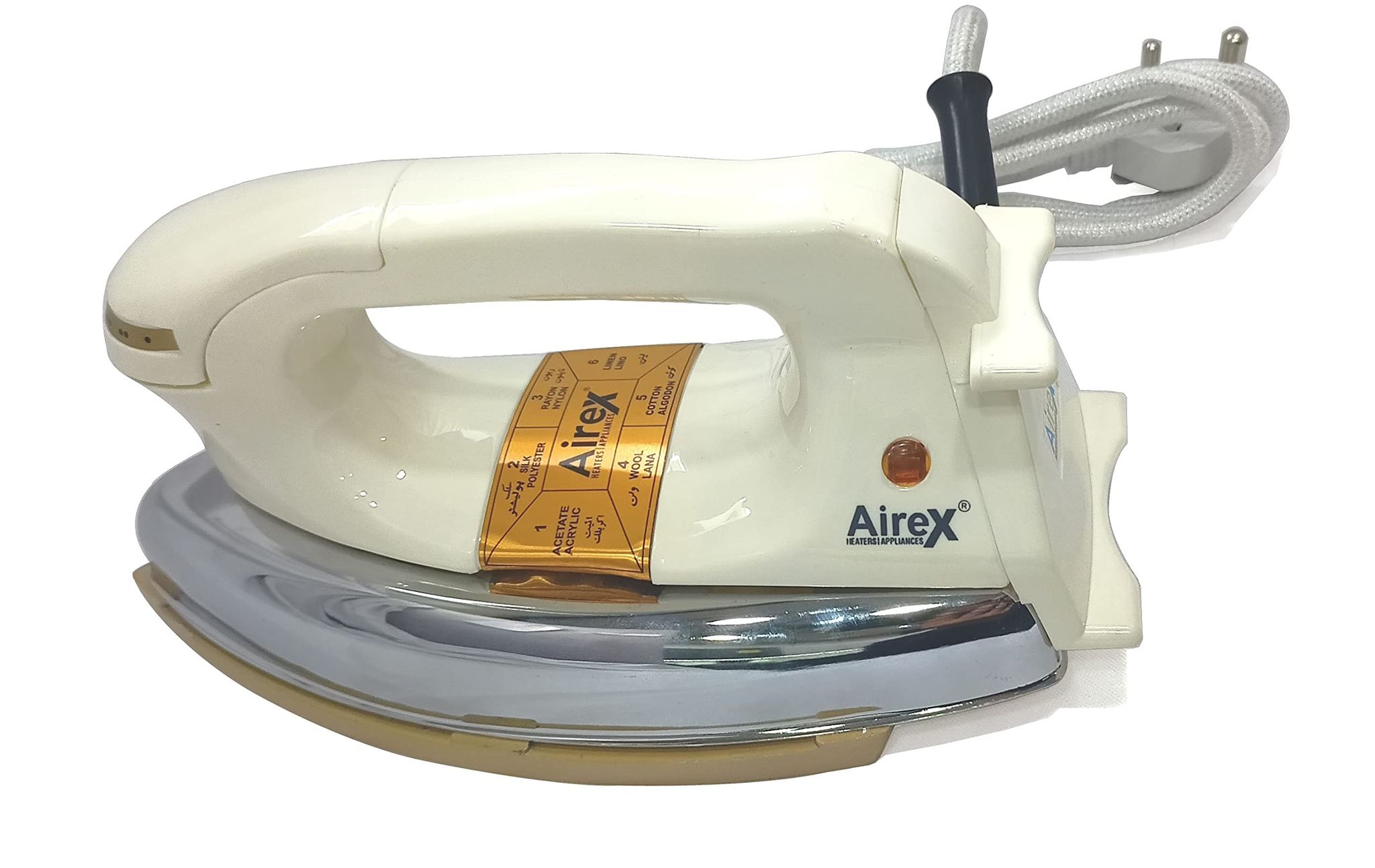 Airex Light Weight Golden Sole Plate Automatic thermostatic Dry Iron Plancha Plastic Body