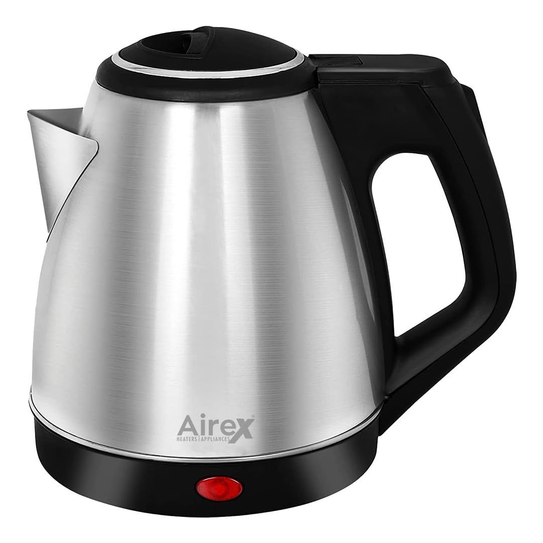 Airex 1.8 Litre DLX Electric Kettle | Stainless Steel Body | Cordless Operation | Auto Shut-off Mechanism | 1-Yr Warranty | Black