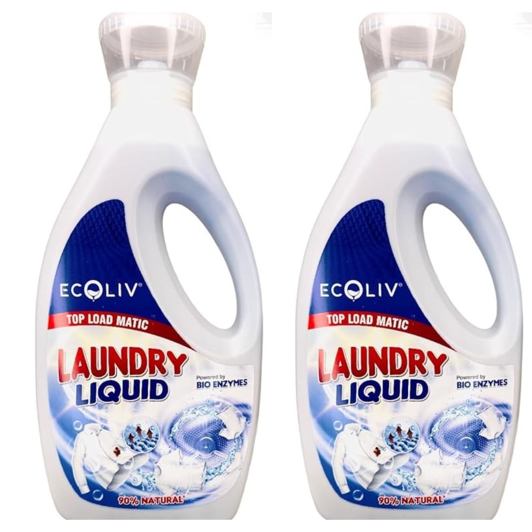 Ecoliv Liquid Laundry 2 Litre Combo|Pack of 2 X 1 Litre Bottle| Removes Tough Stains & Grease| Lasting Fragrance