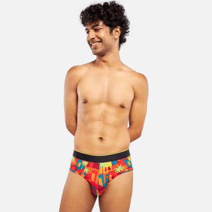 Bummer Men's Printed Micro Modal Briefs Underwear | Ultra Soft & Breathable - Casablanca