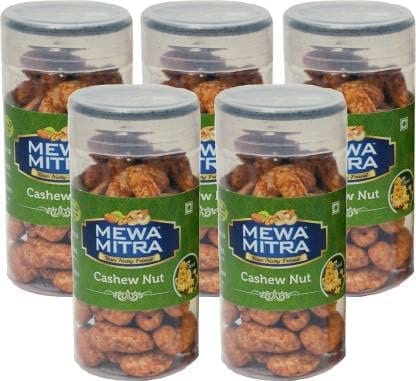 Cashew Nut by Mewa Mitra | Cheese Flavour | Hot Air Roasted (Not Fried) | Crispy & Crunchy Healthy Diet Snacks Value Pack Pouch (Pack of 5)