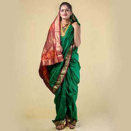 Readymade Sea Green Nauvari Saree