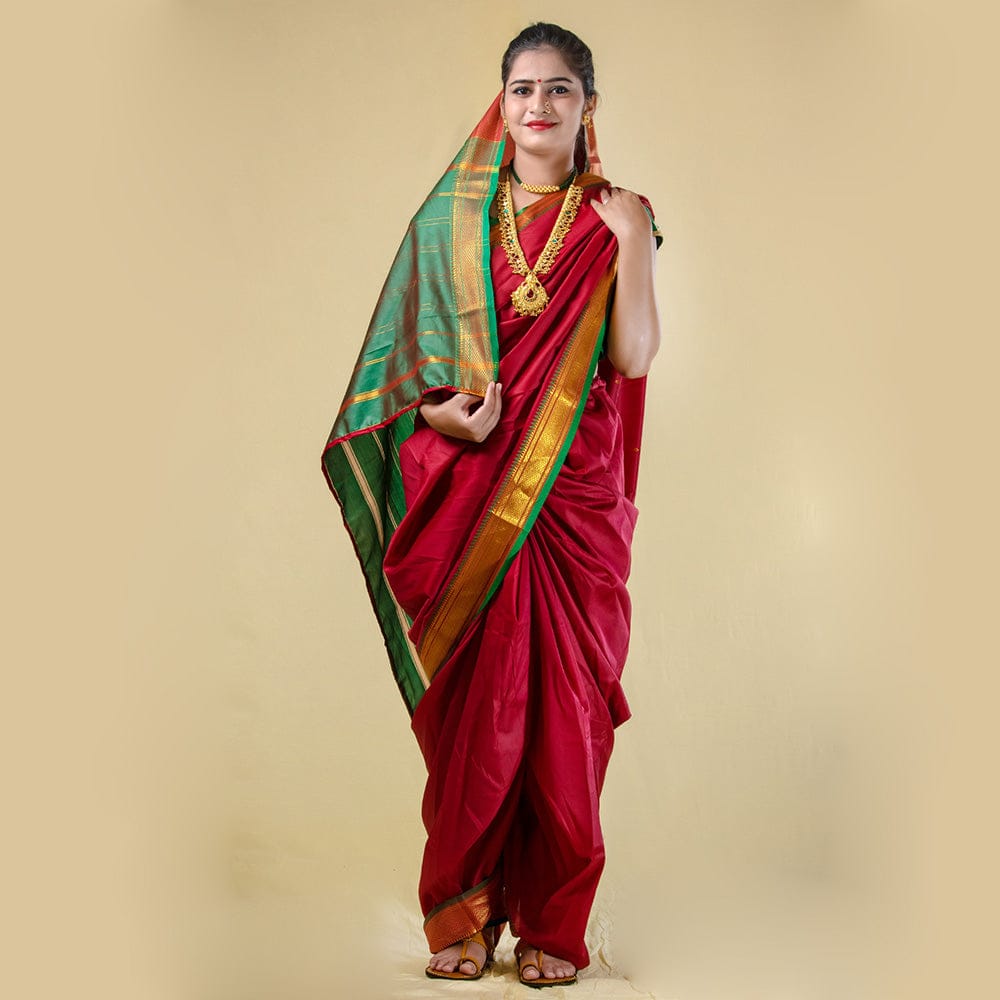 Readymade Maroon Nauvari Saree