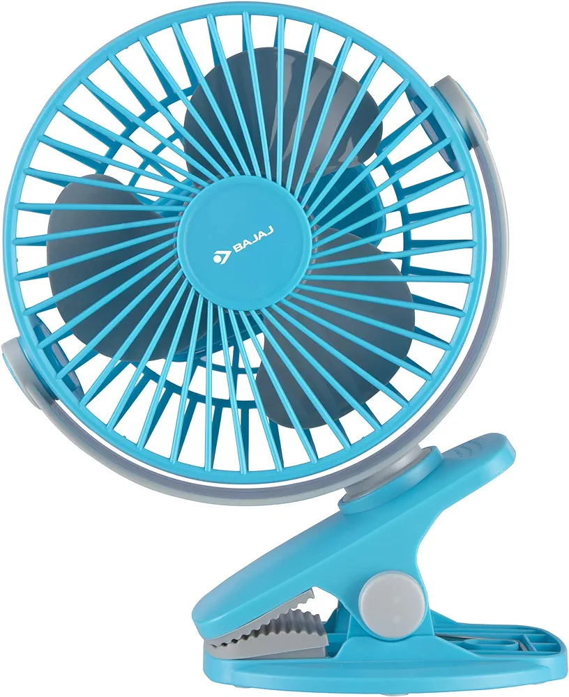  Clip-On Fan, 4 Inch Personal USB Desk Fan with 2 Speeds, Quiet Cooling Fan for Home, Office, Travel (Blue)