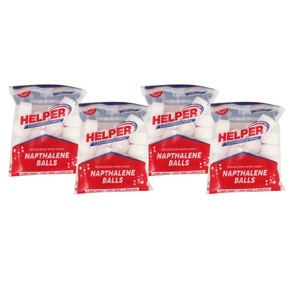 Helper Refined Snow White Colour Naphthalene Balls - Anti-Insect, Anti-Moth, Stain Free  Packs of 4