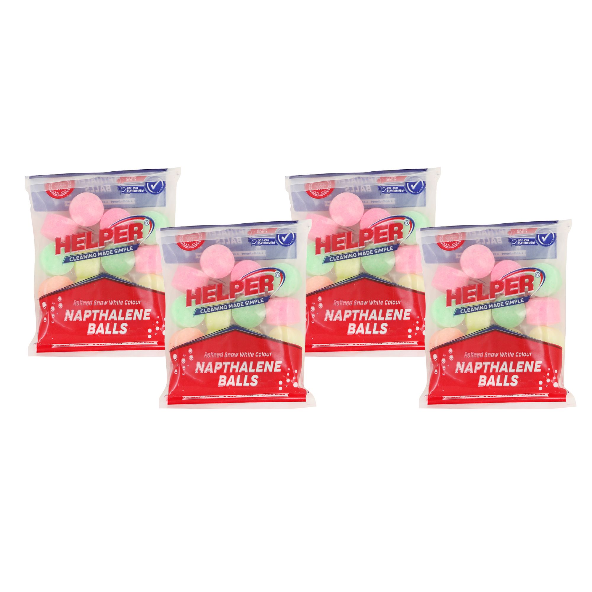 Helper Refined  MultiColour Naphthalene Balls Packs of 4