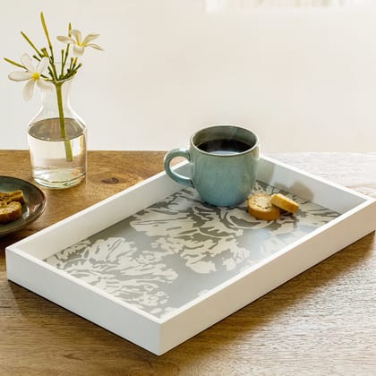 Ellementry Shade of Grey Wooden Tray | Wooden Serving Tray for Decor | Wood Tray for Kitchen, Coffee Table & Dining Room Table | BPA Free Trays for Kitchen and Office and Home D?cor