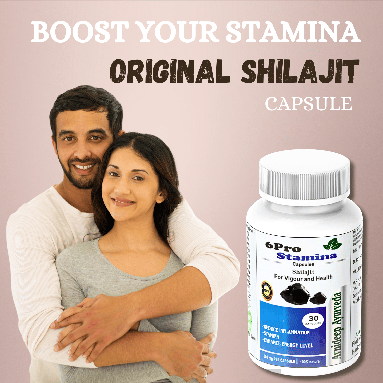 Avnideep 6pro Stamina Shilajit Capsules For Men With Ashwagandha Ayush Approved Ayurvedic Herbs- 30 Capsules (Pack of 1)