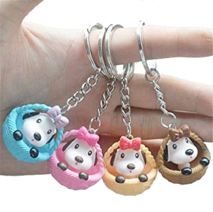 KD COLLECTIONS Dog Basket Keychain – Multicolor – Combo – Pack of 4 Keychains