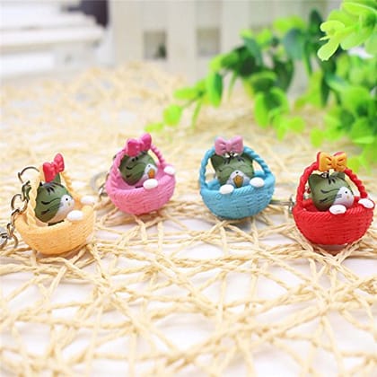KD COLLECTIONS Cat Basket Keychain – Multicolor – Combo – Pack of 4 Keychains