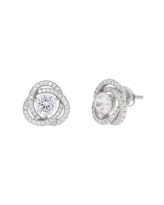  "Stunning Cubic Zirconia Double Halo Stud Earrings in Sterling Silver"