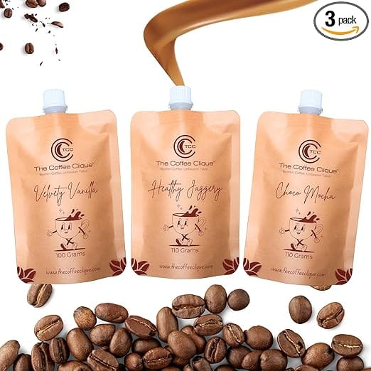 Velvety Vanilla (100g) + Healthy Jaggery (110g) + Choco Mocha (110g) Spout | Pack of 3 | 320 Grams