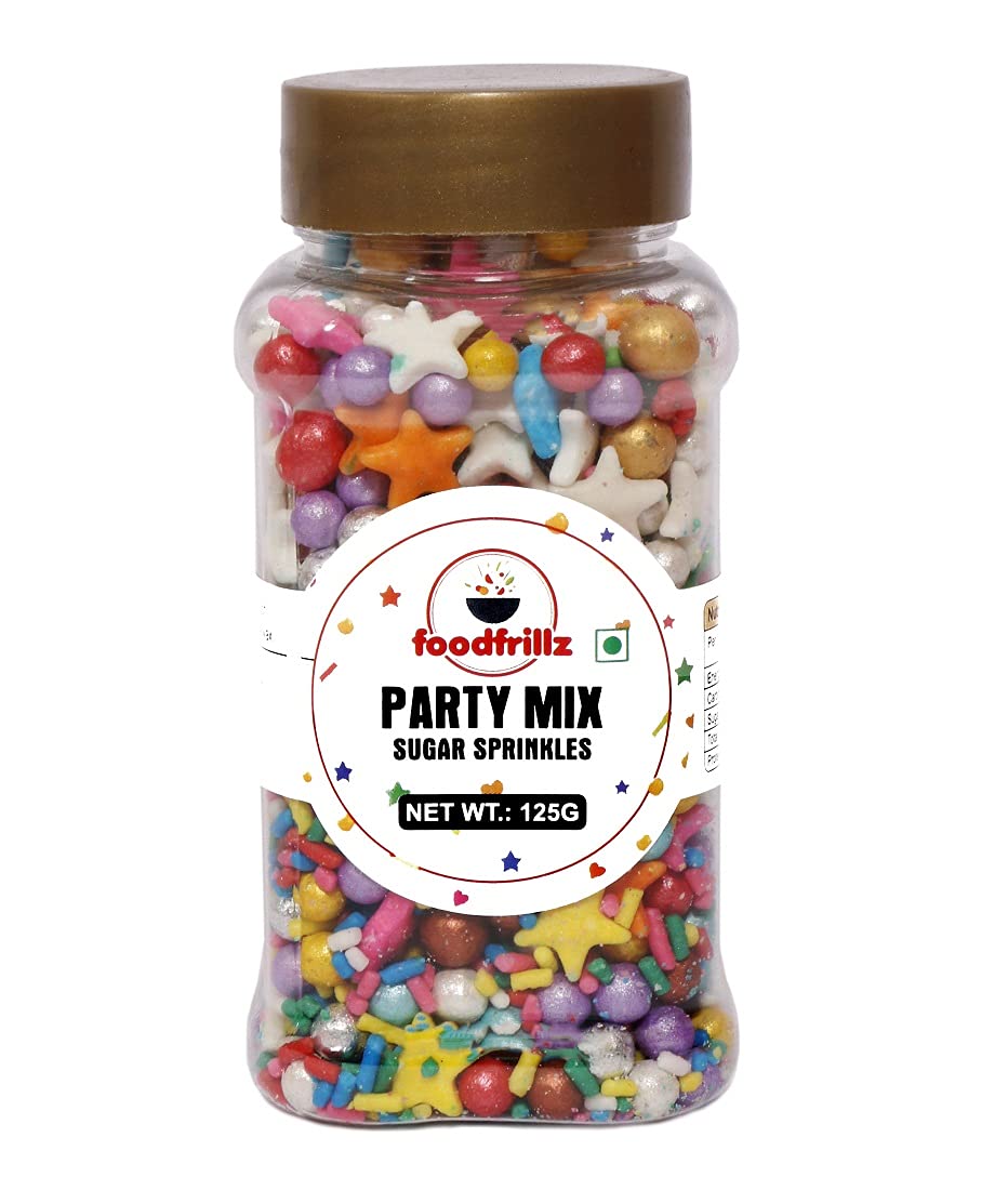 foodfrillz Party Mix, 125 g | Sugar Sprinkles for cake decoration