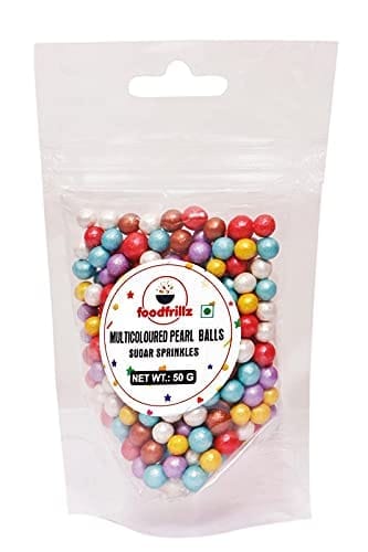 foodfrillz Multicoloured Pearl Balls for cake decoration, 50 g