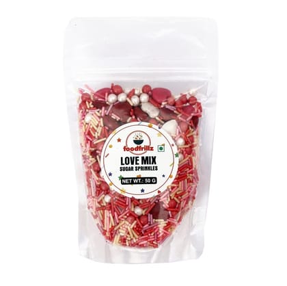 foodfrillz Love-Mix Sprinkles, 50 g for cake decoration and toppings