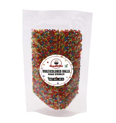 foodfrillz Multicolour Balls Sprinkles for cake decoration, 50 g