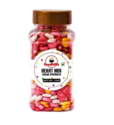 foodfrillz Heart Mix Sprinkles for Cake Decoration, 125 g