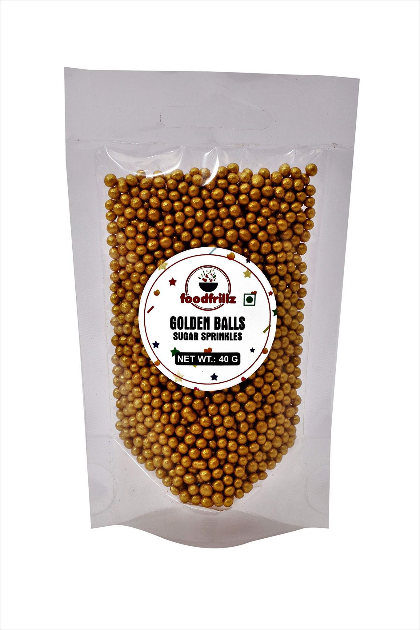 foodfrillz Golden Balls, 40 g Sprinkles for cake decoration