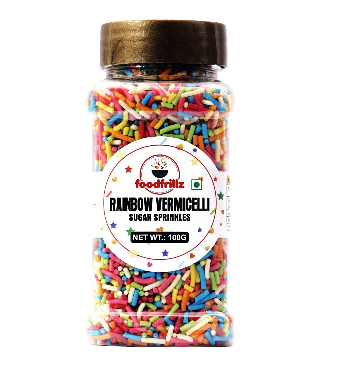 foodfrillz Rainbow Strands, 100 g Vermicelli Sugar Sprinkles for cake decoration