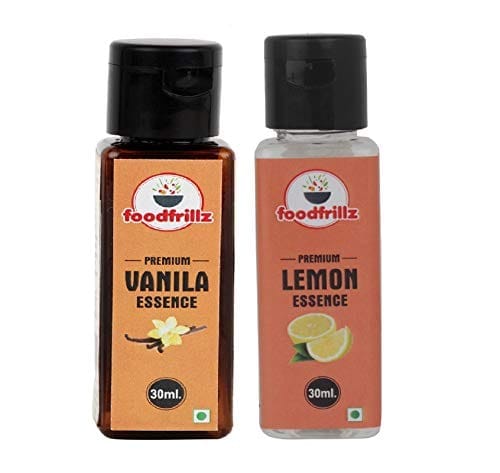 foodfrillz Vanilla & Lemon Flavour Food Essence, Pack of 2, 60 ml