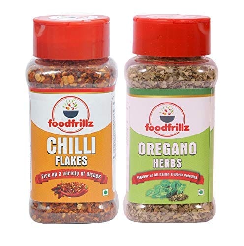 foodfrillz Oregano Herb & Red Chilli Flakes Combo Pack of 2, 90 g