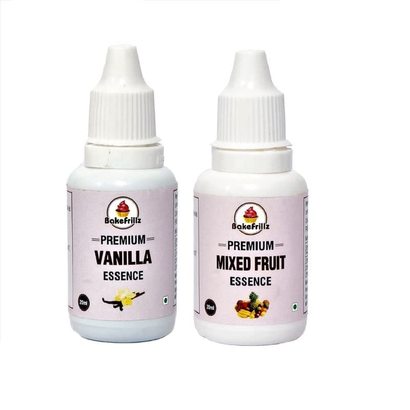 Bakefrillz Food Flavour Essence - Vanilla and Mix Fruit (20 ml x 2)