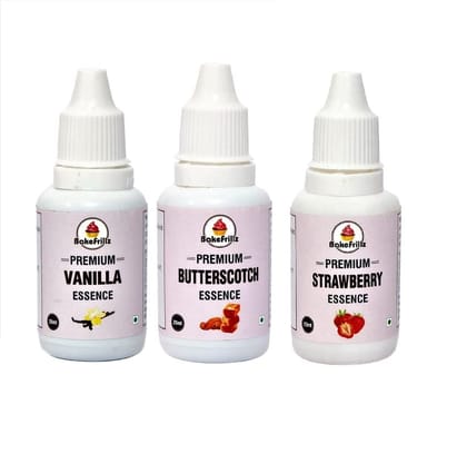 Bakefrillz Food Flavour Essence - Vanilla, Butterscotch and Strawberry (20 ml x 3)